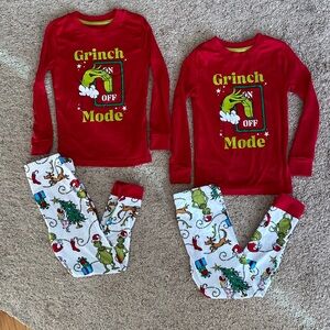 MATCHING Grinch Mode Kids Pajama Set - Festive Red and White